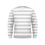 Horizontal Stripes - White and Gainsboro Gray Kid s Sweatshirt