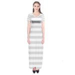 Horizontal Stripes - White and Gainsboro Gray Short Sleeve Maxi Dress