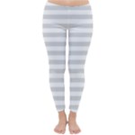 Horizontal Stripes - White and Gainsboro Gray Winter Leggings