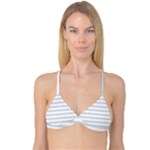 Horizontal Stripes - White and Gainsboro Gray Reversible Tri Bikini Top