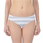 Horizontal Stripes - White and Gainsboro Gray Hipster Bikini Bottoms