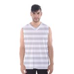 Horizontal Stripes - White and Gainsboro Gray Men s Basketball Tank Top