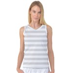 Horizontal Stripes - White and Gainsboro Gray Women s Basketball Tank Top