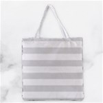 Horizontal Stripes - White and Gainsboro Gray Grocery Tote Bag