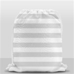 Horizontal Stripes - White and Gainsboro Gray Drawstring Bag (Small)
