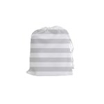 Horizontal Stripes - White and Gainsboro Gray Drawstring Pouch (S)