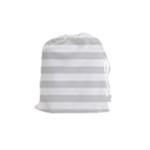 Horizontal Stripes - White and Gainsboro Gray Drawstring Pouch (M)
