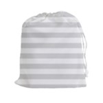 Horizontal Stripes - White and Gainsboro Gray Drawstring Pouch (XXl)