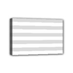 Horizontal Stripes - White and Gainsboro Gray Mini Canvas 6  x 4  (Stretched)