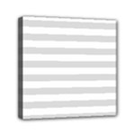 Horizontal Stripes - White and Gainsboro Gray Mini Canvas 6  x 6  (Stretched)