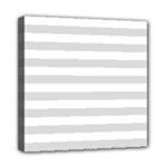 Horizontal Stripes - White and Gainsboro Gray Mini Canvas 8  x 8  (Stretched)