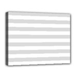 Horizontal Stripes - White and Gainsboro Gray Canvas 14  x 11  (Stretched)