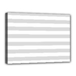 Horizontal Stripes - White and Gainsboro Gray Canvas 16  x 12  (Stretched)