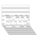 Horizontal Stripes - White and Gainsboro Gray BOY 3D Greeting Card (7x5)
