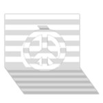 Horizontal Stripes - White and Gainsboro Gray Peace Sign 3D Greeting Card (7x5)