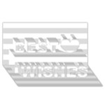 Horizontal Stripes - White and Gainsboro Gray Best Wish 3D Greeting Card (8x4)