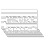 Horizontal Stripes - White and Gainsboro Gray Merry Xmas 3D Greeting Card (8x4)