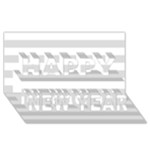 Horizontal Stripes - White and Gainsboro Gray Happy New Year 3D Greeting Card (8x4)