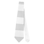 Horizontal Stripes - White and Gainsboro Gray Necktie (One Side)