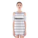 Horizontal Stripes - White and Light Gray Women s Cutout Shoulder Dress