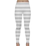 Horizontal Stripes - White and Light Gray Yoga Leggings