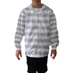 Horizontal Stripes - White and Light Gray Hooded Wind Breaker (Kids)
