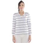 Horizontal Stripes - White and Light Gray Wind Breaker (Women)