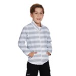 Horizontal Stripes - White and Light Gray Wind Breaker (Kids)
