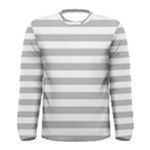 Horizontal Stripes - White and Silver Gray Men s Long Sleeve T-shirt