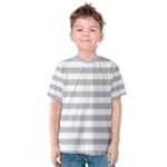 Horizontal Stripes - White and Silver Gray Kid s Cotton Tee