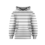 Horizontal Stripes - White and Silver Gray Kid s Pullover Hoodie