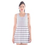 Horizontal Stripes - White and Silver Gray Scoop Neck Skater Dress