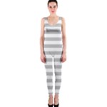 Horizontal Stripes - White and Silver Gray OnePiece Catsuit