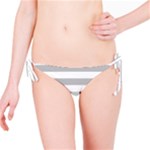 Horizontal Stripes - White and Silver Gray Bikini Bottom