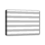 Horizontal Stripes - White and Silver Gray Mini Canvas 7  x 5  (Stretched)