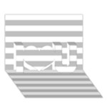 Horizontal Stripes - White and Silver Gray I Love You 3D Greeting Card (7x5)