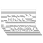 Horizontal Stripes - White and Silver Gray Best Friends 3D Greeting Card (8x4)