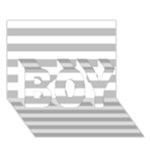 Horizontal Stripes - White and Silver Gray BOY 3D Greeting Card (7x5)