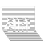 Horizontal Stripes - White and Silver Gray GIRL 3D Greeting Card (7x5)