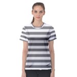 Horizontal Stripes - White and Gray Women s Sport Mesh Tee