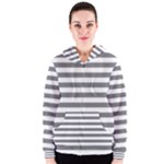 Horizontal Stripes - White and Gray Women s Zipper Hoodie