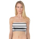 Horizontal Stripes - White and Gray Bandeau Top