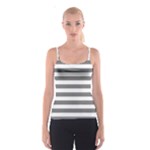 Horizontal Stripes - White and Gray Spaghetti Strap Top