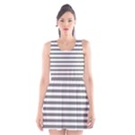 Horizontal Stripes - White and Gray Scoop Neck Skater Dress