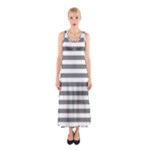 Horizontal Stripes - White and Gray Full Print Maxi Dress