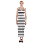 Horizontal Stripes - White and Gray Fitted Maxi Dress