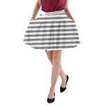 Horizontal Stripes - White and Gray A-Line Pocket Skirt
