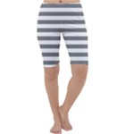 Horizontal Stripes - White and Gray Cropped Leggings