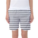 Horizontal Stripes - White and Gray Women s Basketball Shorts