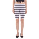 Horizontal Stripes - White and Gray Yoga Cropped Leggings